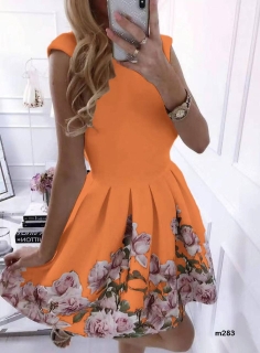 Rochie de dama cu flori 2699 portocaliu